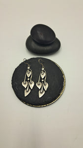 Elegant Wearable Art Handmade Pewter Earrings Leaf Design