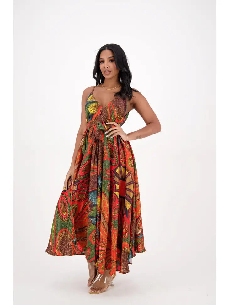 African Print Silk Dress