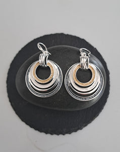 3 Tone Circle Earrings with Sterling Silver