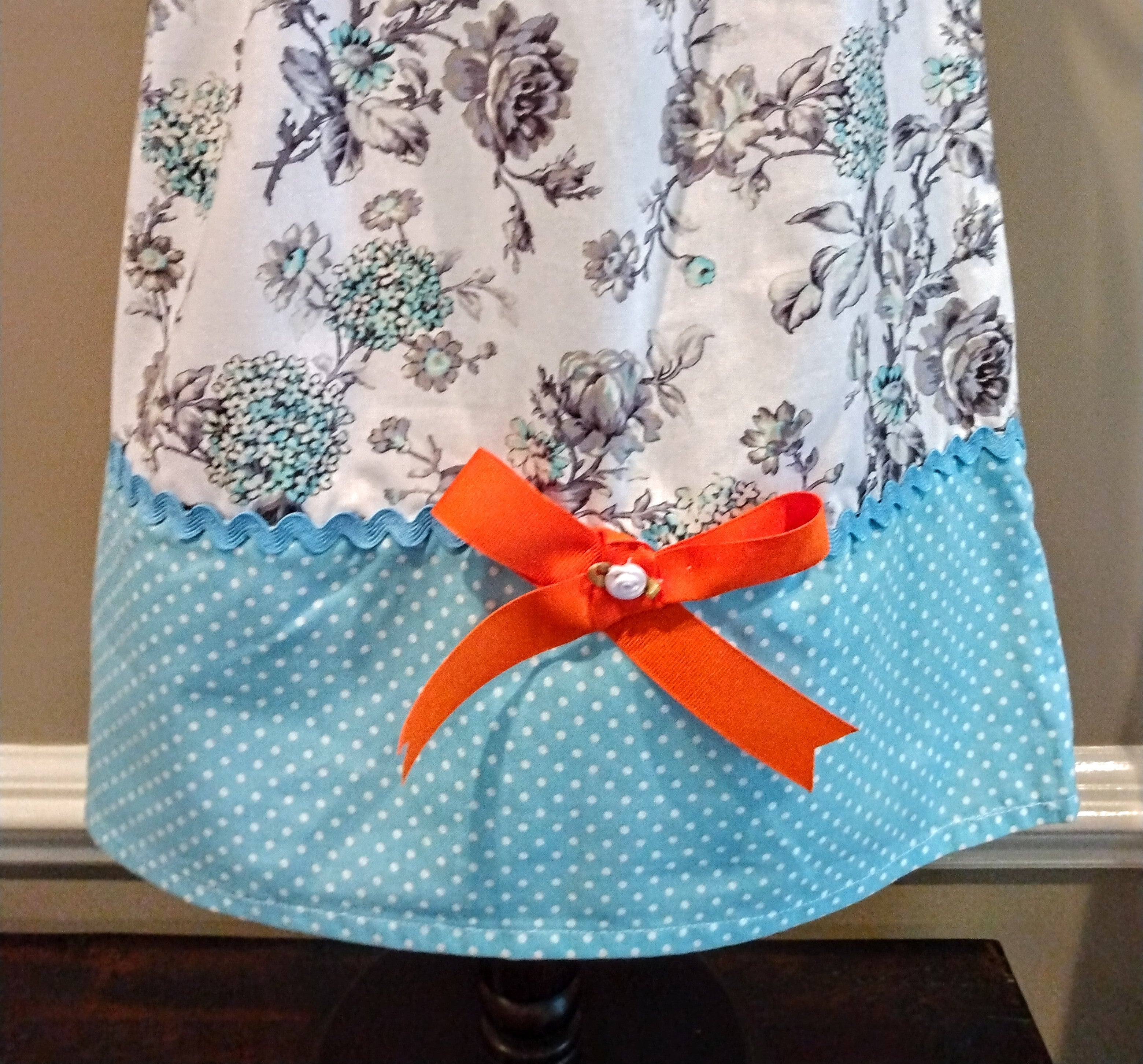 Cute Handmade Pillowcase Style Girls Dress with pretty color block cotton fabric floral print