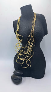 Statement Wire Necklace in Gold Color with Beads