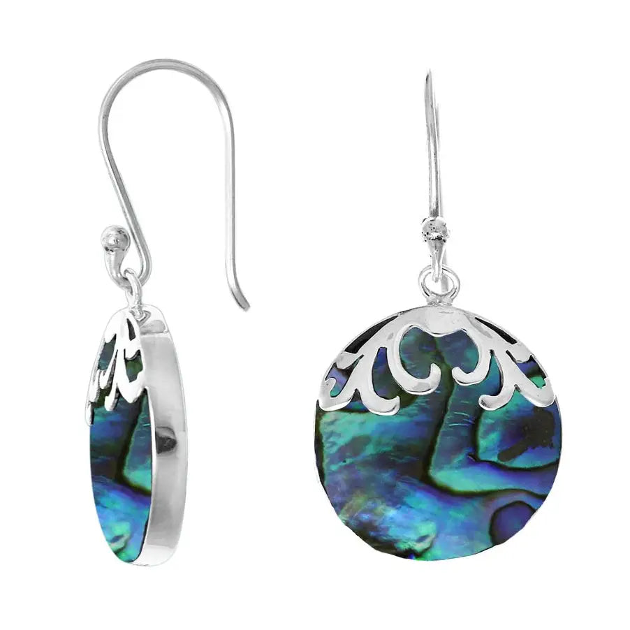 Sterling Silver Tear Drop Shape Earrings with Abalone Shell