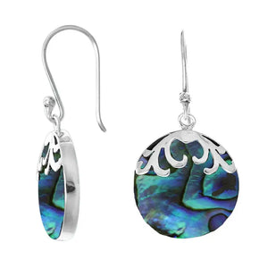 Sterling Silver Tear Drop Shape Earrings with Abalone Shell