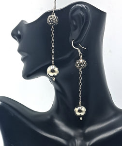Dangle Style Chain Earrings with Sterling Silver Bead