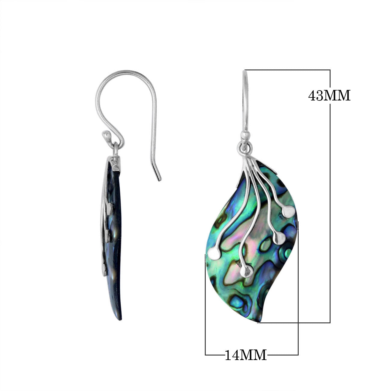 Sterling Silver Leaf Shape Earring with Abalone Shell