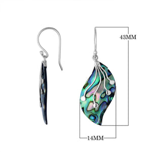 Sterling Silver Leaf Shape Earring with Abalone Shell