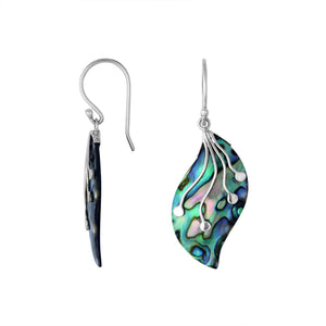 Sterling Silver Leaf Shape Earring with Abalone Shell