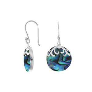 Round Sterling Silver Earrings with Abalone Shell