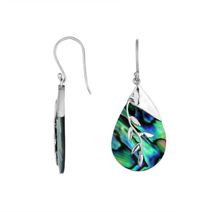 Sterling Silver Tear Drop Shape Earrings with Abalone Shell