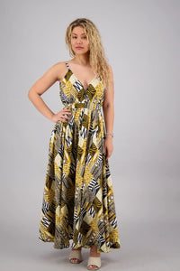 Tribal Print Silk Women's Maxi Dress