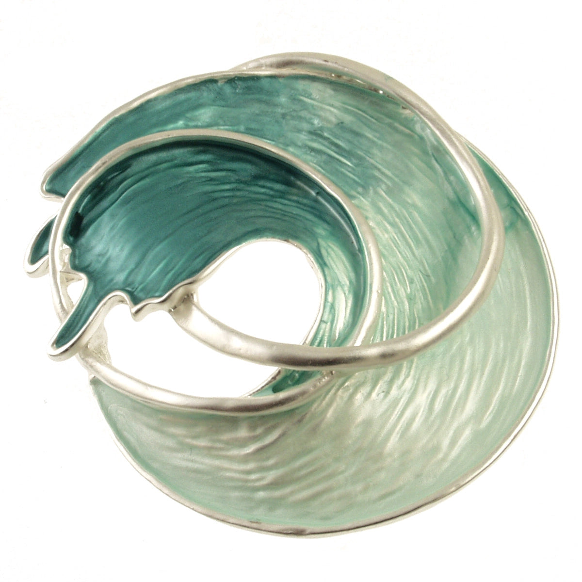 Magnetic Ocean Wave Brooch in Two-Tone of Green