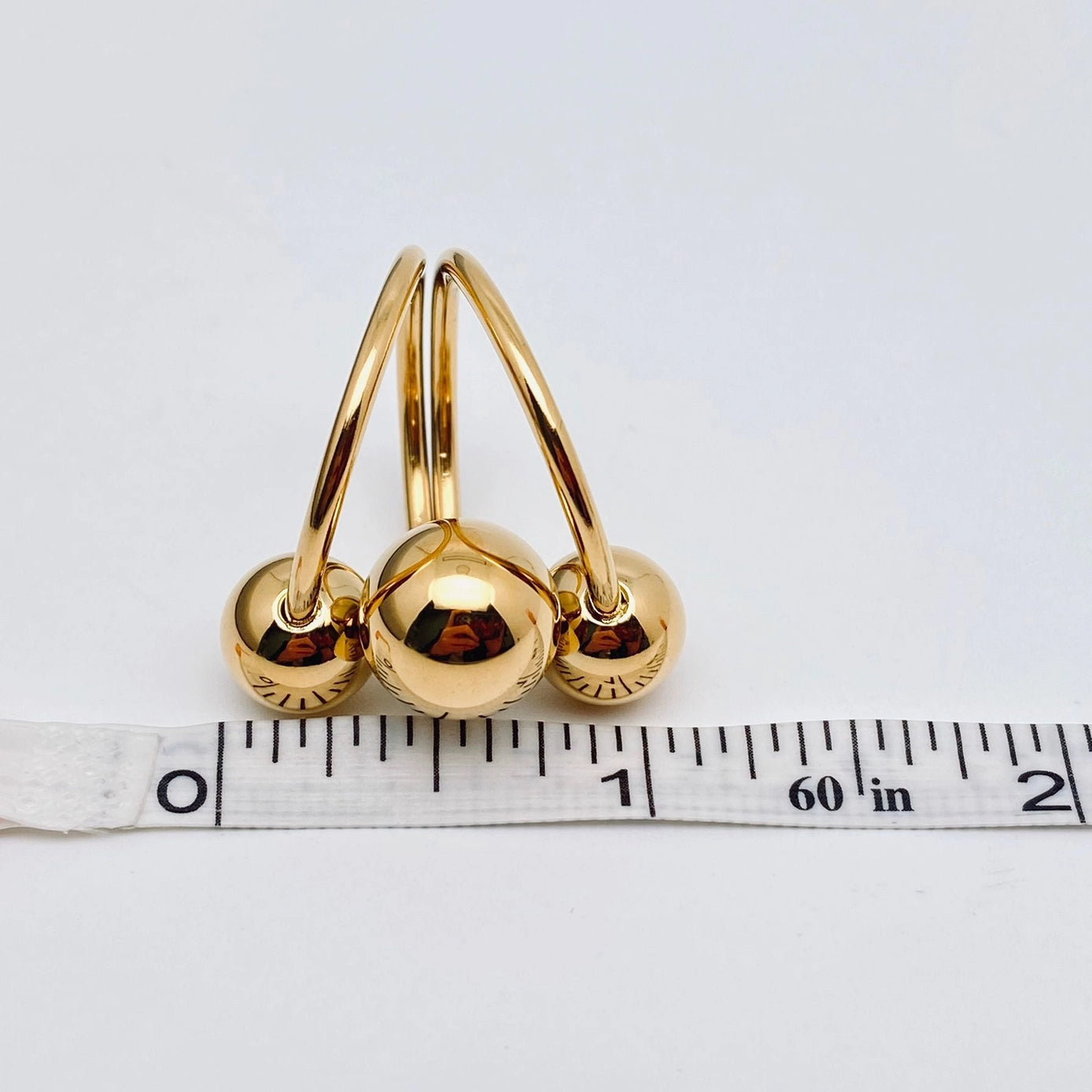 Women's Ring, Three Balls 18K Gold Plated Stainless Steel Ring