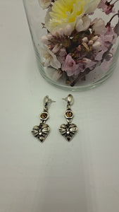 Elegant Wearable Art Earrings Heart Shape with Bee Design & Swarovski Crystal