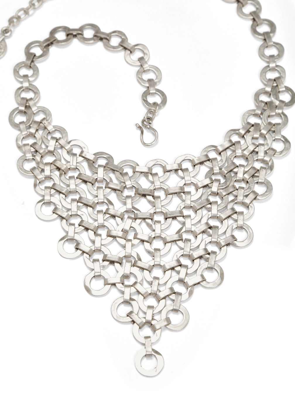 Handmade Pewter Silver Plated Chainmail Style Necklace