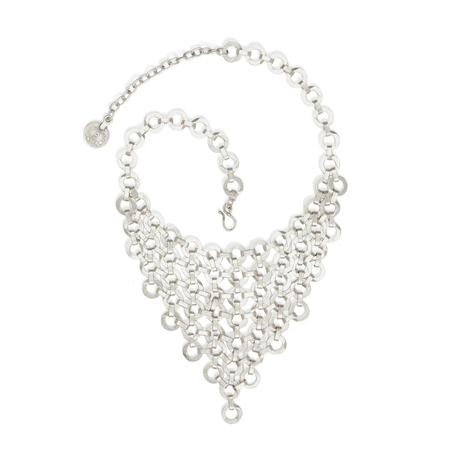 Handmade Pewter Silver Plated Chainmail Style Necklace