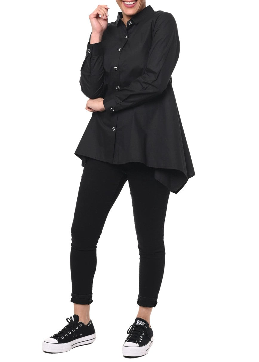 Women's Black Button -Down Shirt