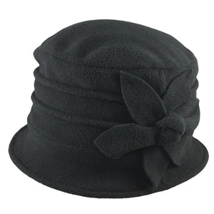 Women's Winter Hat, Black Polar Fleece Fabric