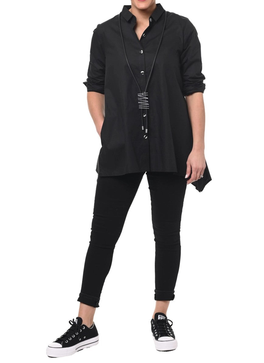 Women's Black Button -Down Shirt
