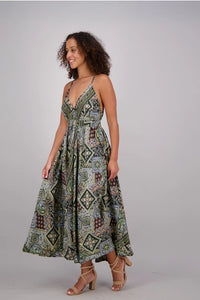 African Print Silk Women's Maxi Dress