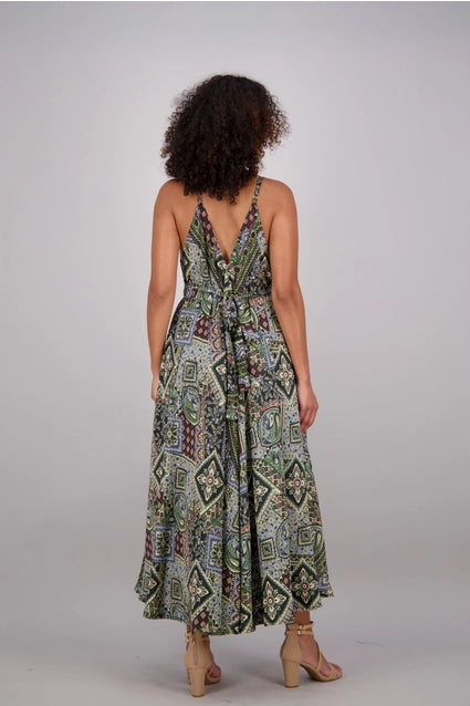 African Print Silk Women's Maxi Dress