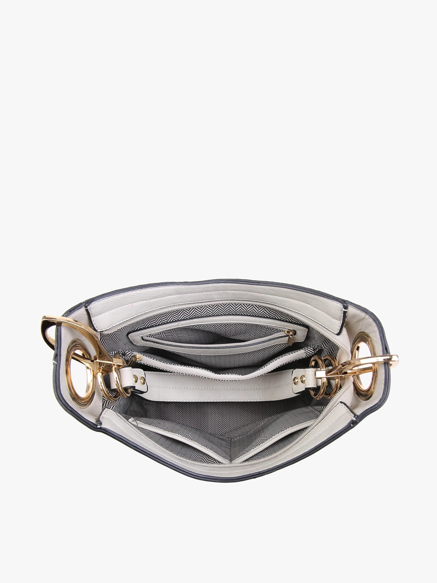 Women's Purses - Brown Crocodile Print Hobo Bag, Vegan Leather