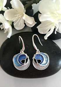 Ocean Wave Earrings in Blue Tones