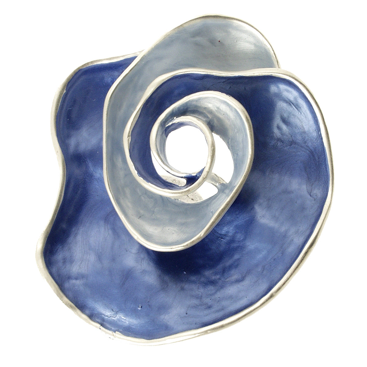 Blue/Silver Tone Magnetic Flower Brooch