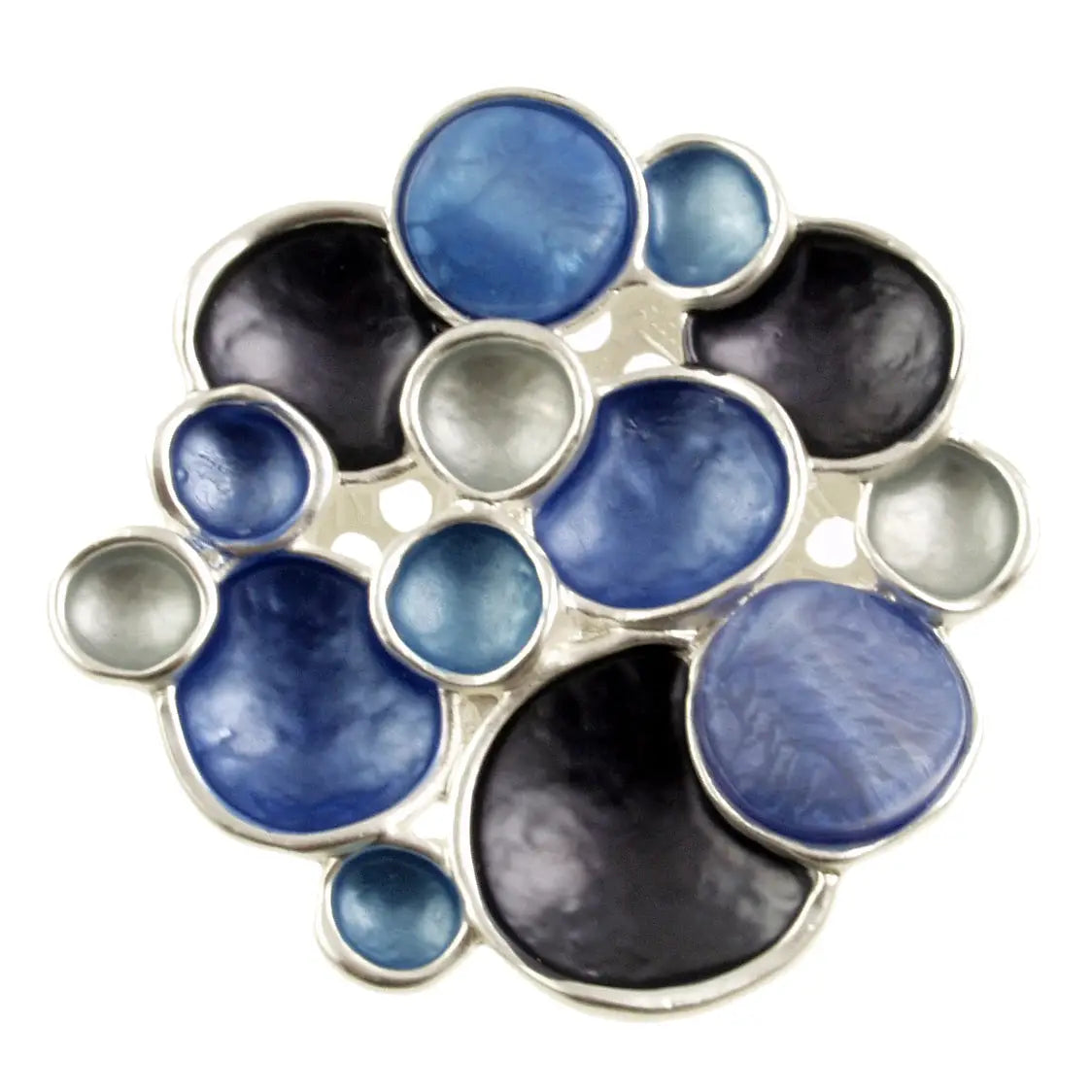 Magnetic Brooch - Bubble Symphony, Silver/Blue