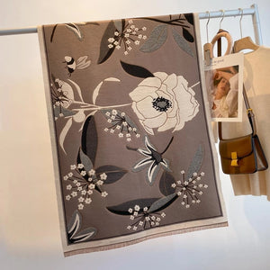 Taupe/Beige/Brown Floral Reversible Shawl Wrap – Artisan Shawl