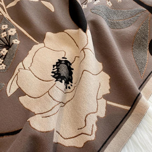 Taupe/Beige/Brown Floral Reversible Shawl Wrap – Artisan Shawl
