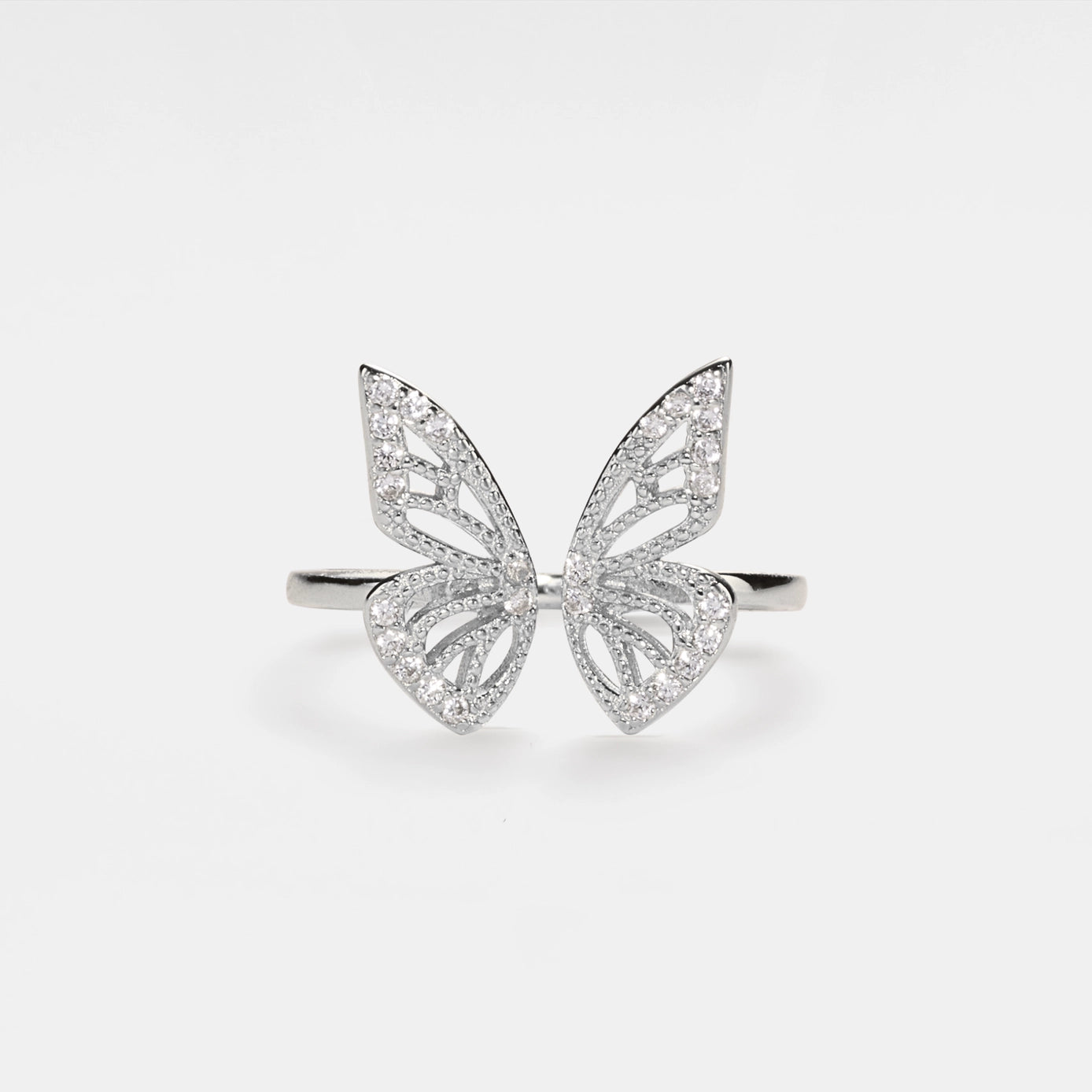 Stunning Women's Butterfly Ring in 925 Sterling Silver, Adjustable Fit
