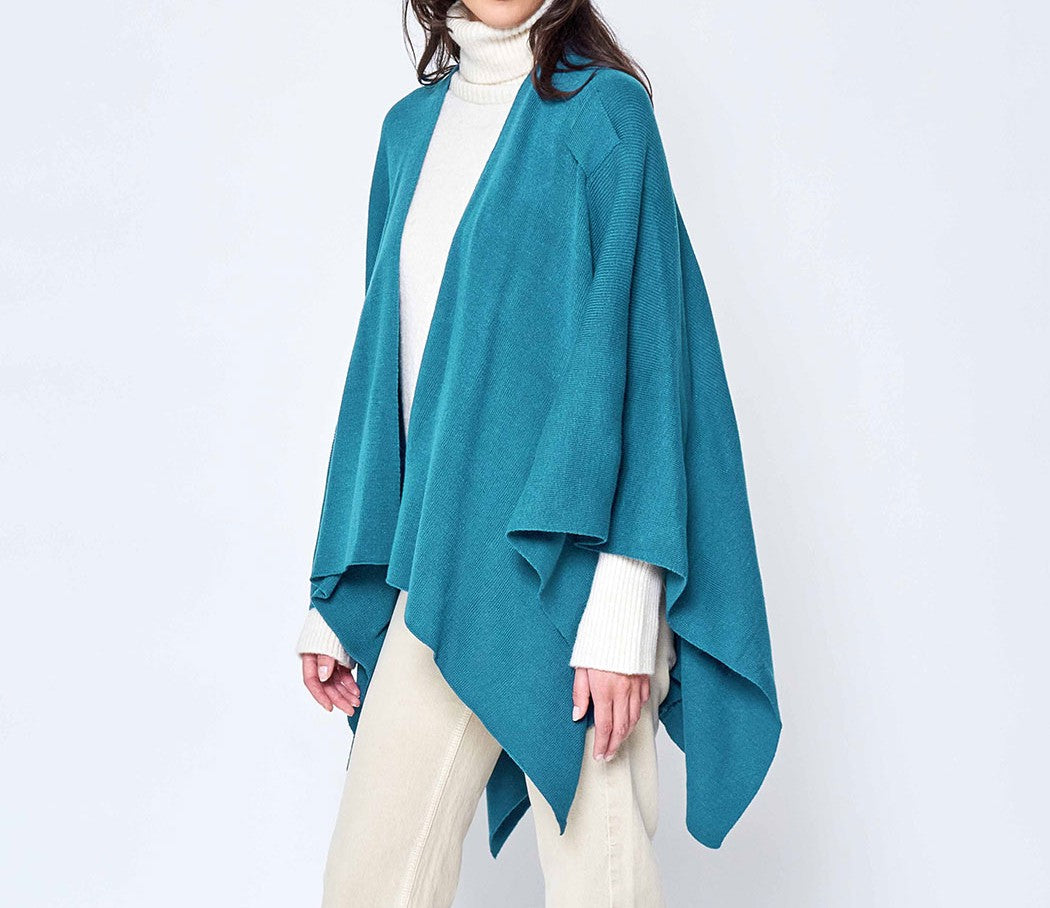 Colalt/Teal Color Ruana with Shoulder Strap