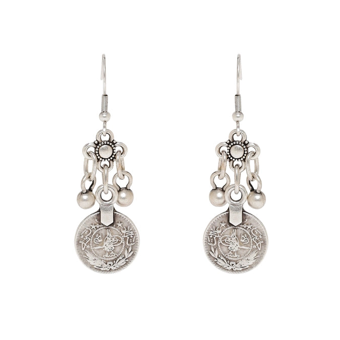 Bohemian Style Pewter Dangle Earrings