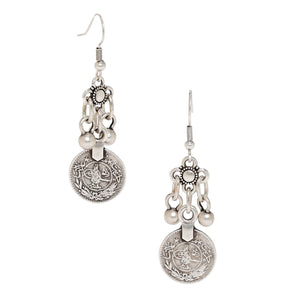 Bohemian Style Pewter Dangle Earrings