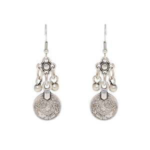 Bohemian Style Pewter Dangle Earrings