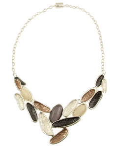 Compilation Necklace - Gray/White/Champagne with Magnetic Clasp