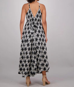 Women's Stylish African Print Maxi Dress Black & White