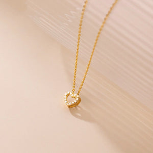 Dainty Heart Charm Pendant Necklace in 925 Sterling Silver