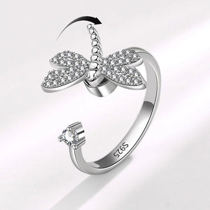 Stunning Women's Ring Dragonfly Anxiety Fidget Spinner Ring in Sterling Silver