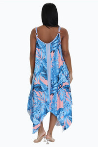 Women's Printed Dress/ Beach Coverup Asymmetric Hem