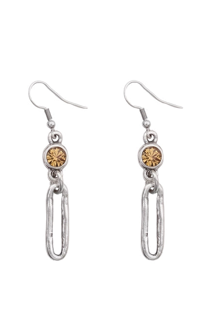 Handmade Pewter Earrings with Citrine Stone