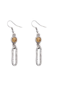 Handmade Pewter Earrings with Citrine Stone