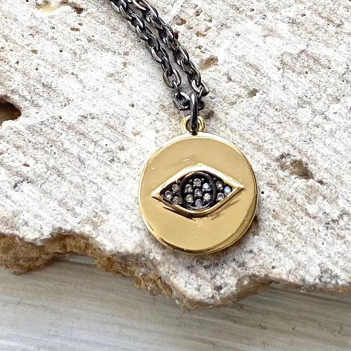 Evil Eye Necklace Protection Mixed Metal