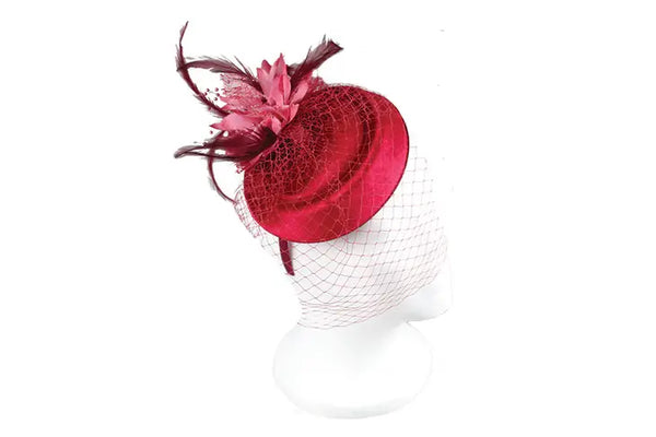 Stunning Stylish Red Fascinator Hat Lavender Rose Boutiques LLC