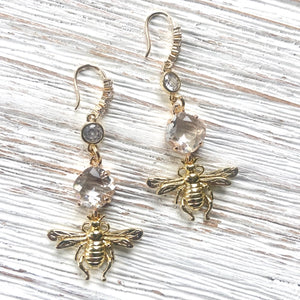 French Bee Earrings with Swarovski Crystals