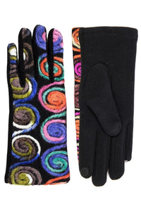 Women's Gloves, Contrast Yarn Embroidery, Touchscreen Smart Gloves