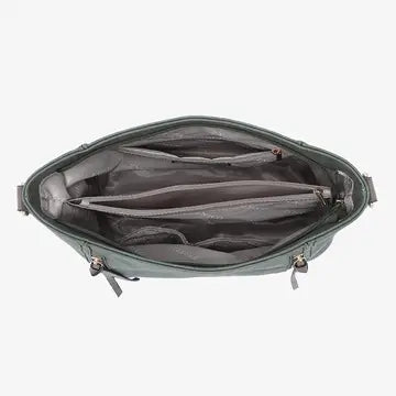 Women's Purses - Mina Distressed Hobo Bag/Tote Bag Olive Green Color