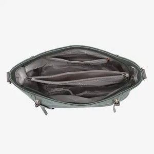 Women's Purses - Mina Distressed Hobo Bag/Tote Bag Olive Green Color