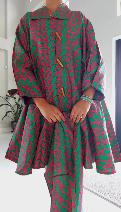 African Print Women's Dress Pink/Green