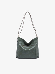 Women's Purses - Mina Distressed Hobo Bag/Tote Bag Olive Green Color